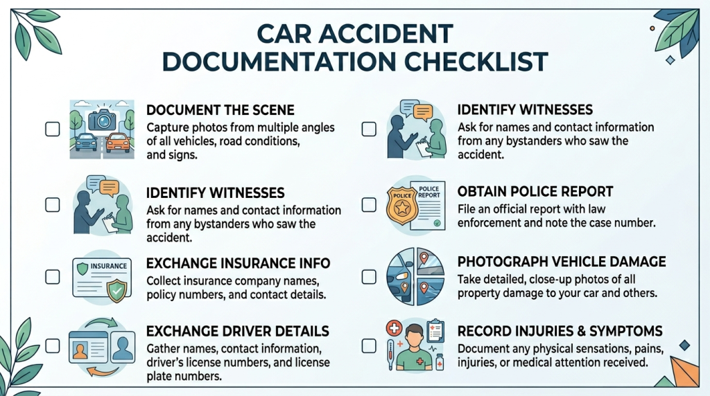 Car accident documentation checklist after a Mesquite crash