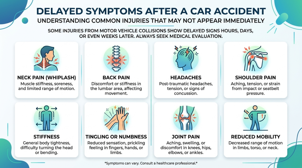 Delayed symptoms after a car accident in Mesquite