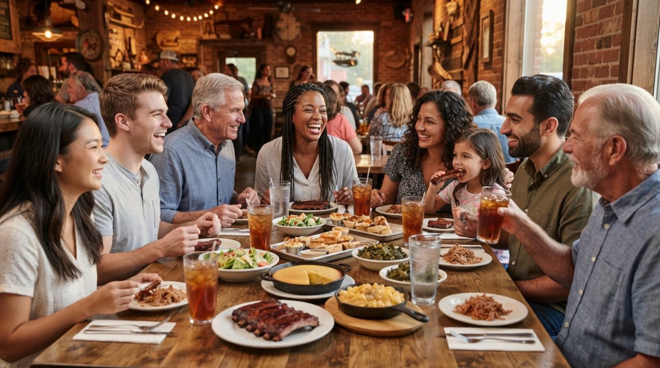 Families enjoying a restaurant meal in Middle Tennessee