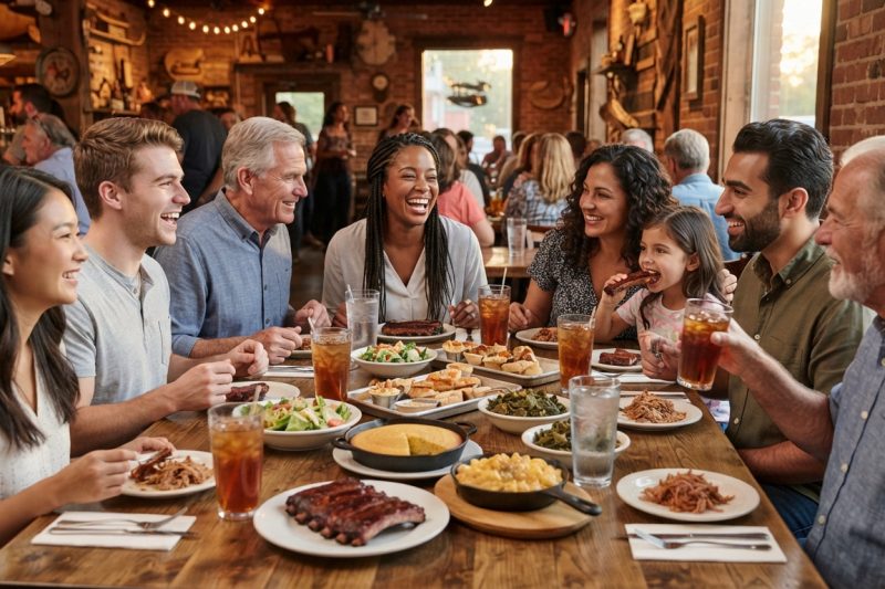 Families enjoying a restaurant meal in Middle Tennessee