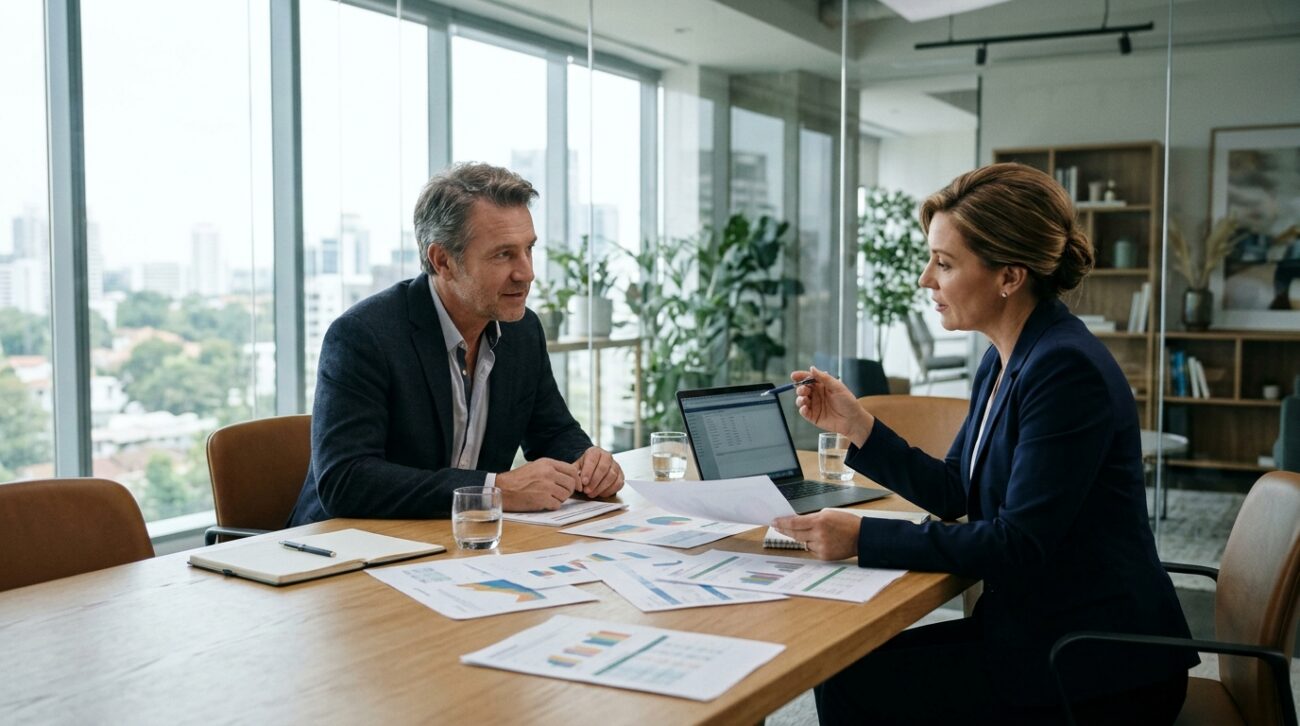 Investor discussing tax-sensitive investment management with a financial advisor